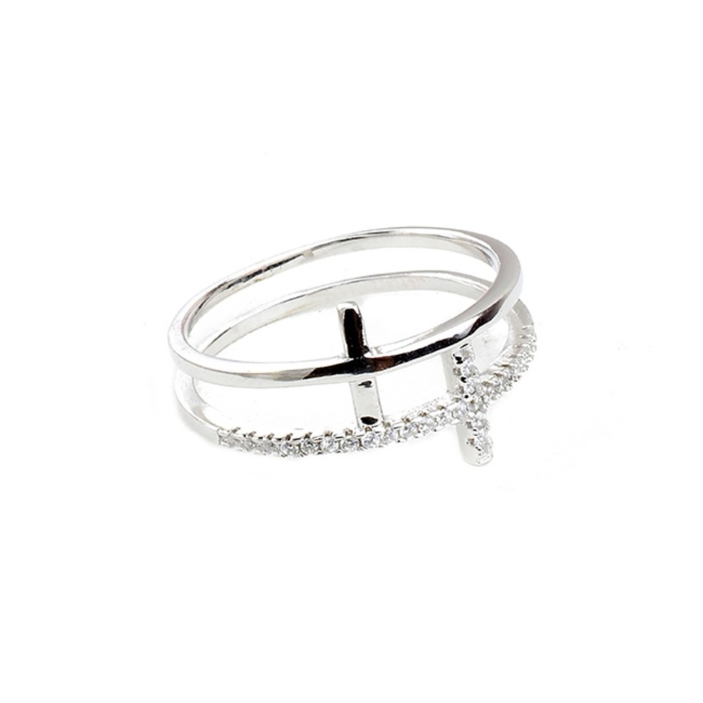 STERLING SILVER doble cross ring